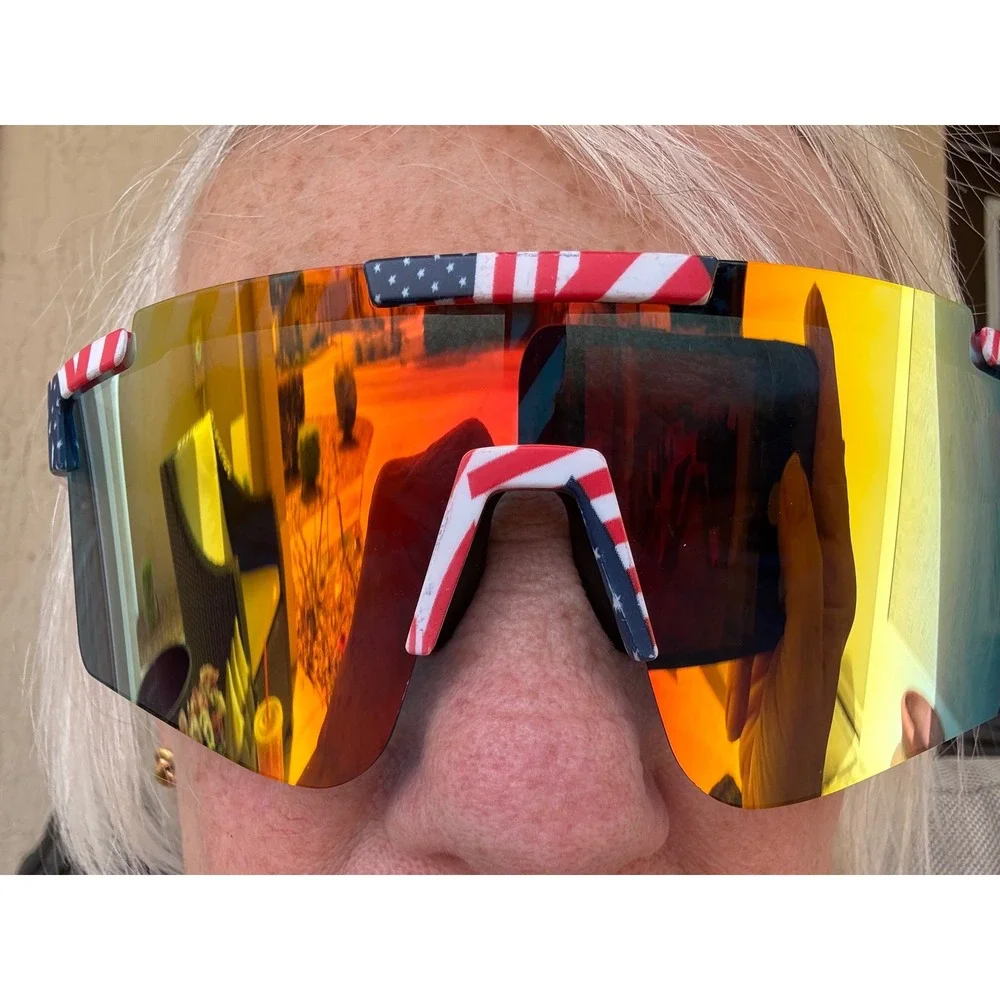 USA American Flag‎ Sports Sunglasses Mirrored Shield Cycling Running Shades Mens